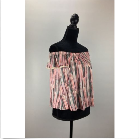 LUSH Women’s XL Off the Shoulder Blouse Stripes - Picture 3 of 7